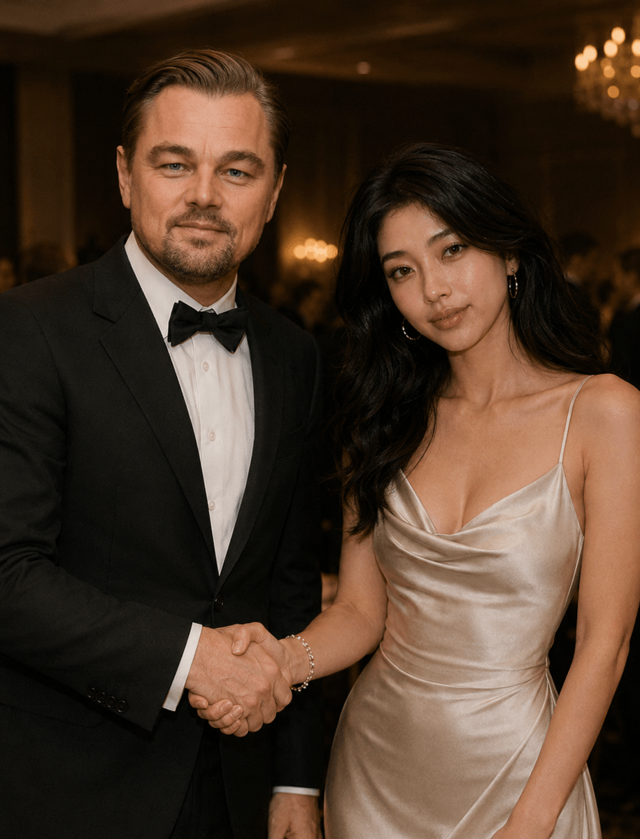 Huana Lee with Leonardo DiCaprio at an event