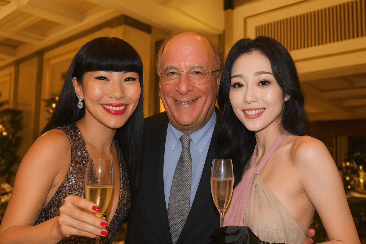 Huana Lee with Larry Fink at an event
