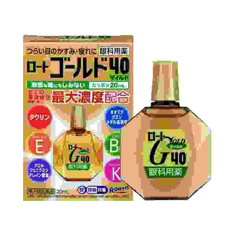 【日本直送】樂敦製藥 gold金色40 營養型滴眼液 綠色營養溫和型 20ml 眼睛乾澀 眼藥水