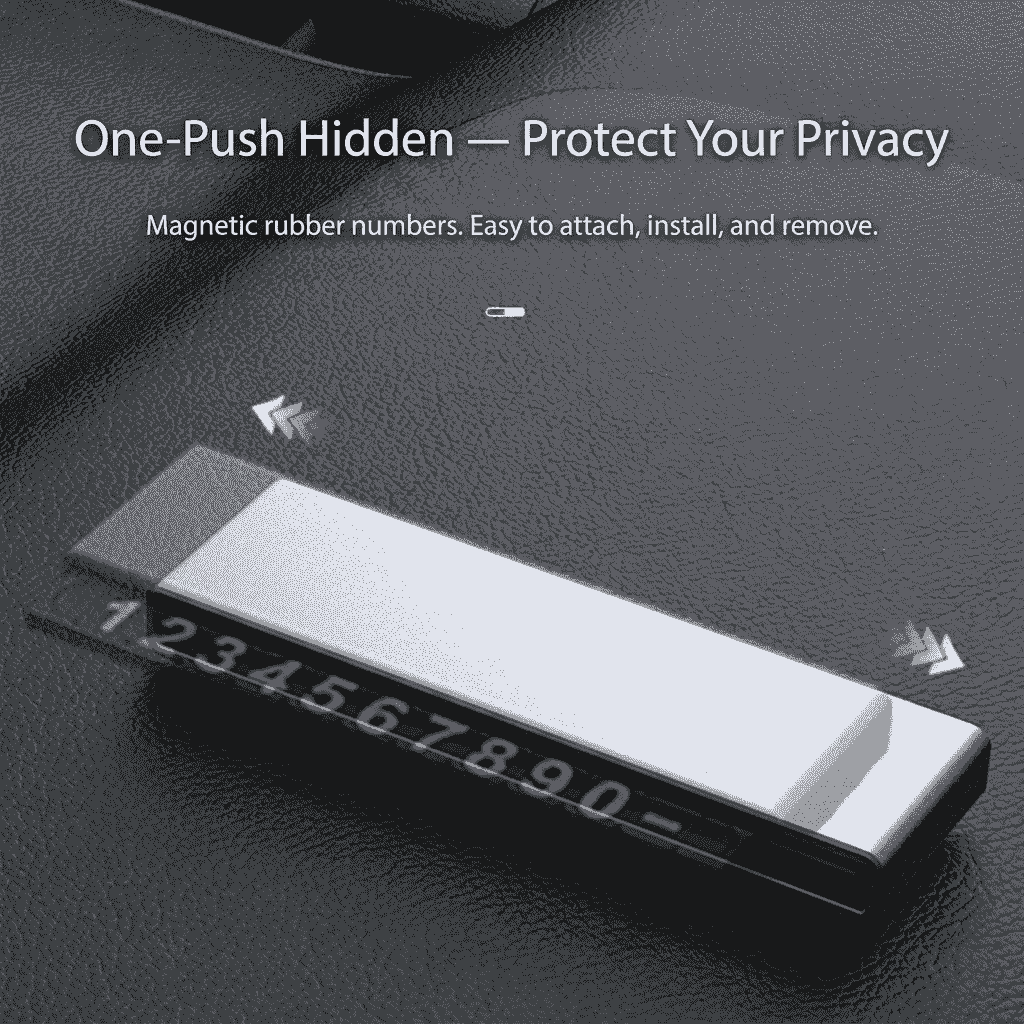 Universal Aluminum Alloy Car Parking Number Plate — One-Click Hidden & Luminous Display