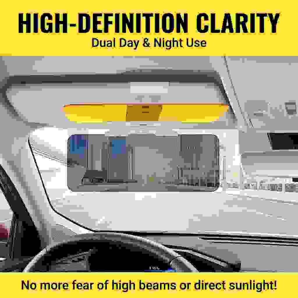 Premium 2-in-1 Day & Night Anti-Glare Car Sun Visor | HD Vision Wide Edition (32x13.5cm)