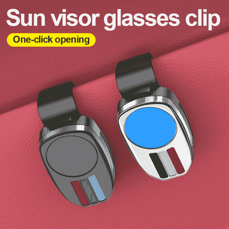 Universal Sun Visor Sunglasses Clip — Racing Style Metal Frame & One-Click Opening