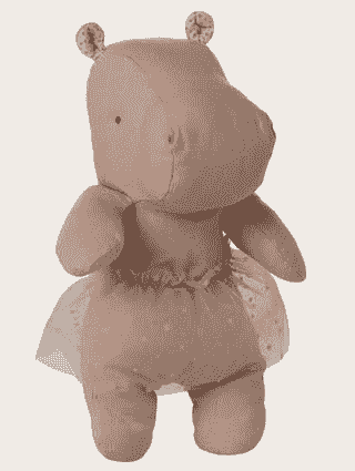 Safari friends, Hippo w. skirt, Small - Soft rose