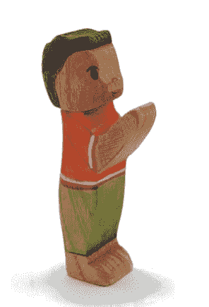 木製小男孩人偶（深膚色）Little Boy Wooden Figure / Dark Skin