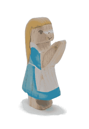 木製小女孩人偶（淺膚色） Little Girl Wooden Figure / Light Skin