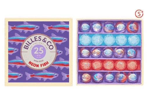 小小水世界｜霓虹魚玻璃彈珠組（25顆）Neon Fish Marbles - Mini Box- 25 Pack
