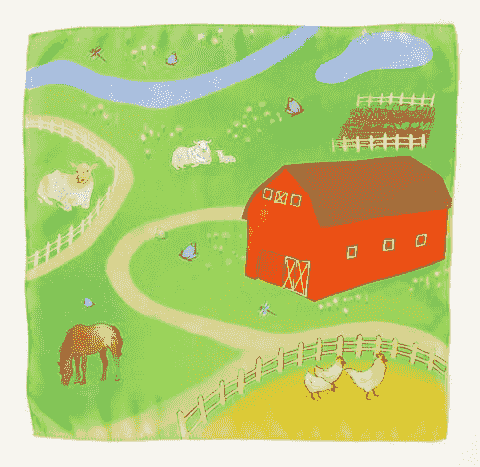  農場絲巾 (小) On the Farm Playmap