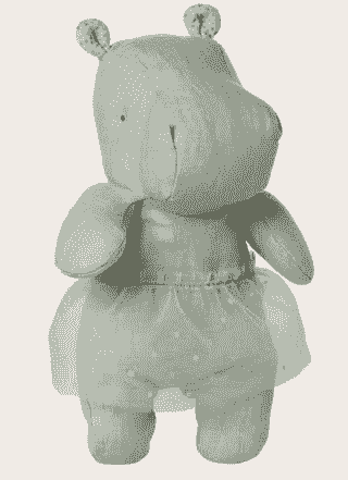 Safari friends, Hippo w. skirt, Small - Mint