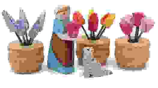 木製花卉小販組｜23件組合 Flower Seller Set / 23 Wooden Figures