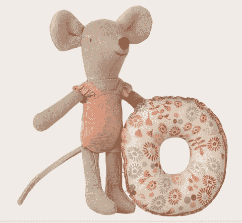 粉紅小鼠與花花泳圈 Beach mouse with float, Little sister - Flower