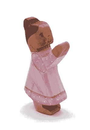 木製小女孩人偶（深膚色）Little Girl Wooden Figure / Dark Skin
