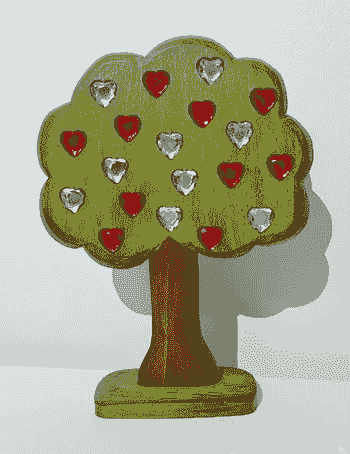 綠色愛心樹Green Heart Gem Tree 尺寸：20公分高（不含底座） 