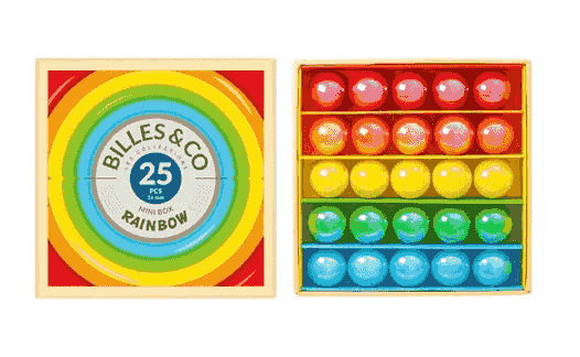 彩虹玻璃彈珠組｜收藏一整片繽紛天空 Rainbow Marbles Mini Box - 25 Pack  