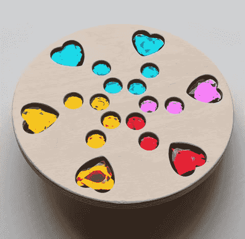愛心彩虹色中尺寸 Heart Gem Spinners（直徑20公分）