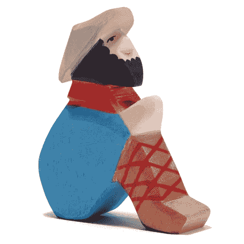 聖誕馬槽系列｜坐著的牧羊人（Shepherd Sitting）木製手工公仔 