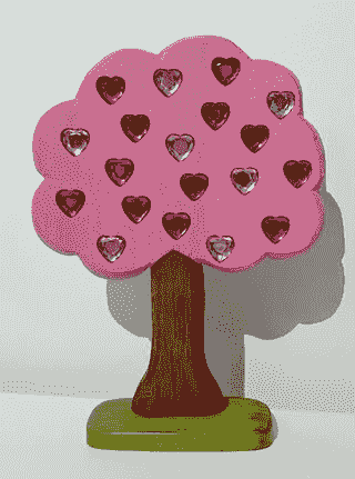 粉色愛心樹Pink Heart Gem Tree 尺寸：20公分高（不含底座）