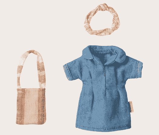 Denim dress and bag, Mum mouse