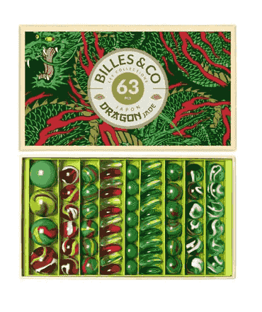 Jade Dragon Marbles Box - 63 Pack 