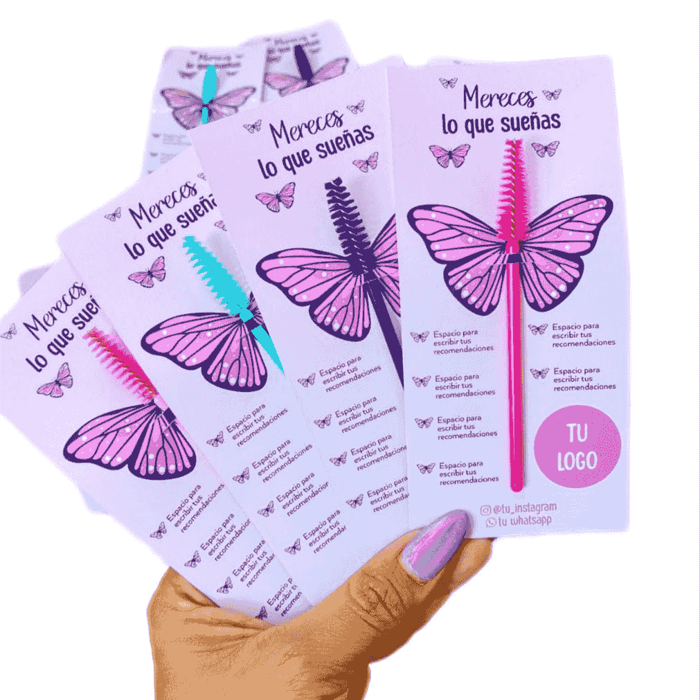 Tarjeta personalizada + cepillo cejas/pestañas 