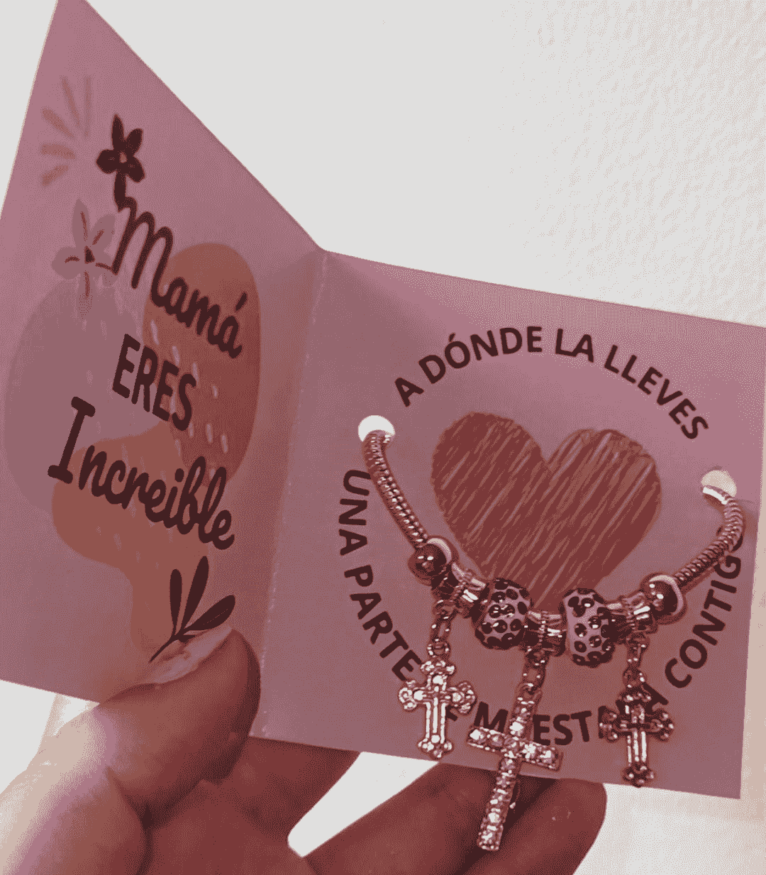pulsera tipo pandora + tarjeta 