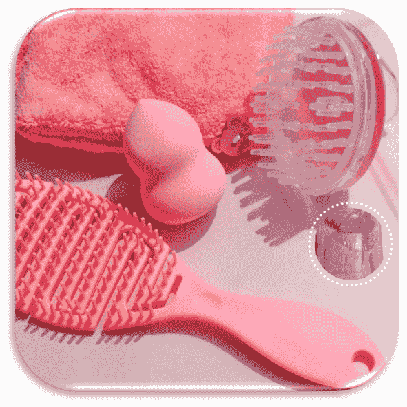Kit cepillo,toalla Esponja color rosa y lila 