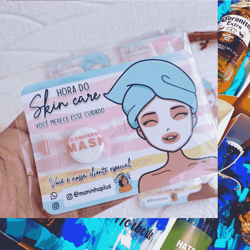 tarjeta personalizada + mascarilla comprimida