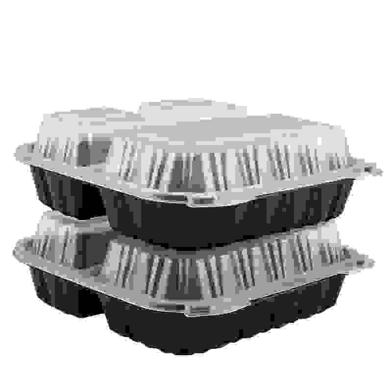 [Sample Request]9.2"x9.5" 3-Compartment Plastic Hinged Take-Out Container