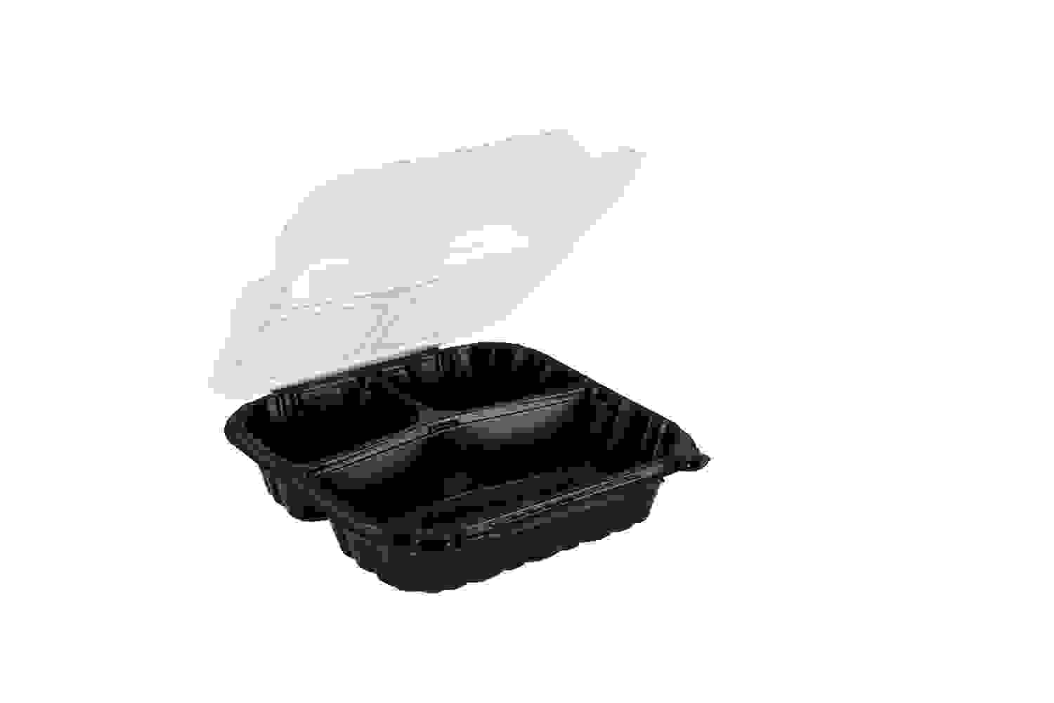[Sample Request]8"x8.3" 3-Compartment Plastic Hinged Take-Out Container