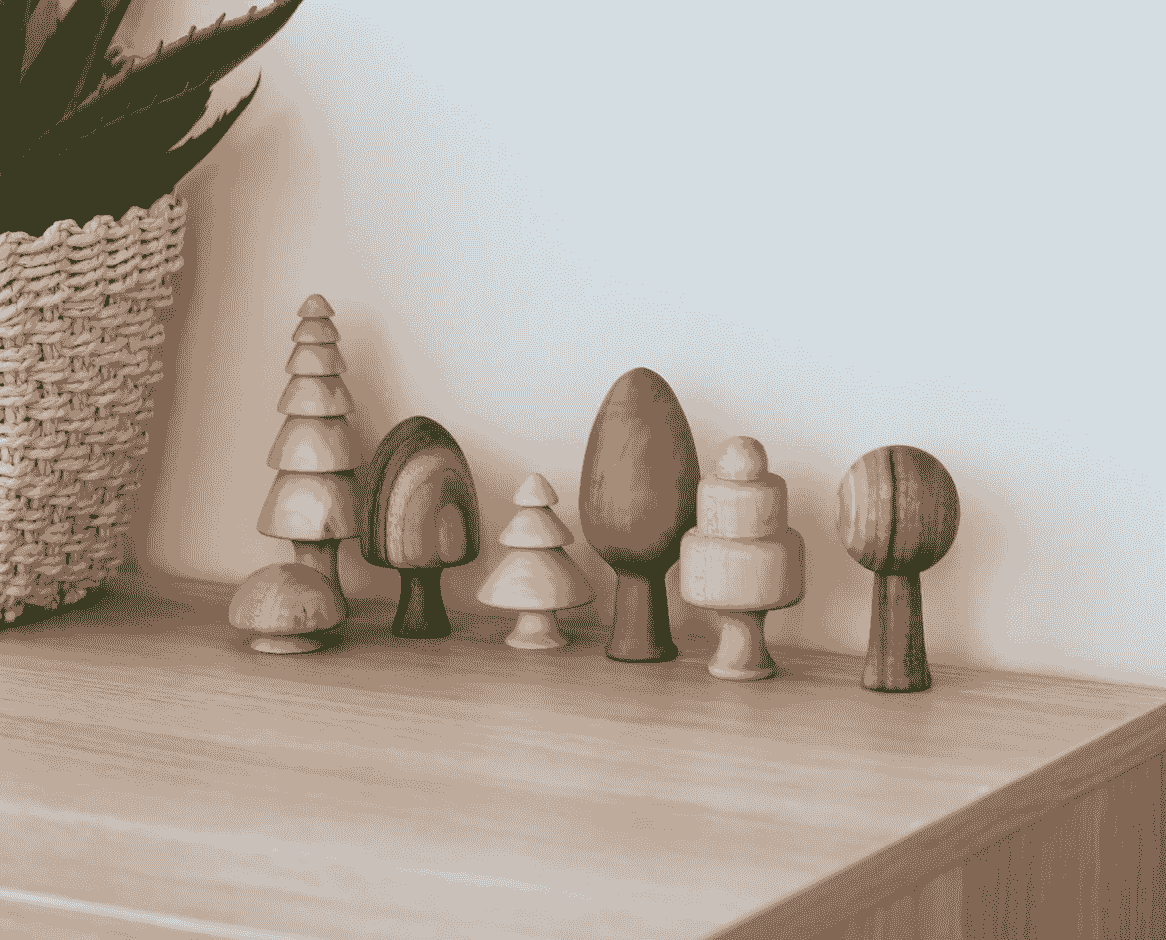 木製樹木七件組 Wooden Forest set of 7 trees
