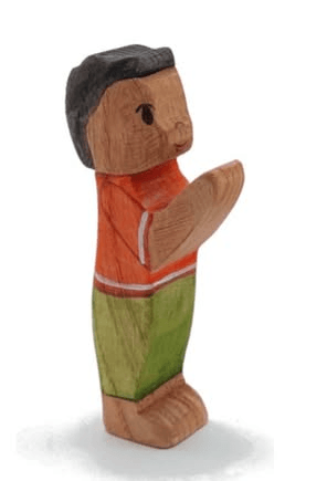 木製小男孩人偶(深膚色)Little Boy Wooden Figure / Dark Skin