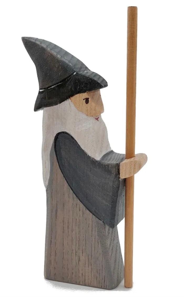 木製巫師與魔法杖 Wooden Wizard Figure with Staff