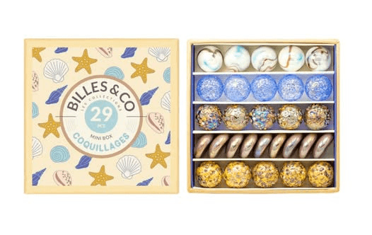 夏日沙灘漫步|海洋玻璃彈珠收藏組 Shells Marbles Mini Box - 29 Pack
