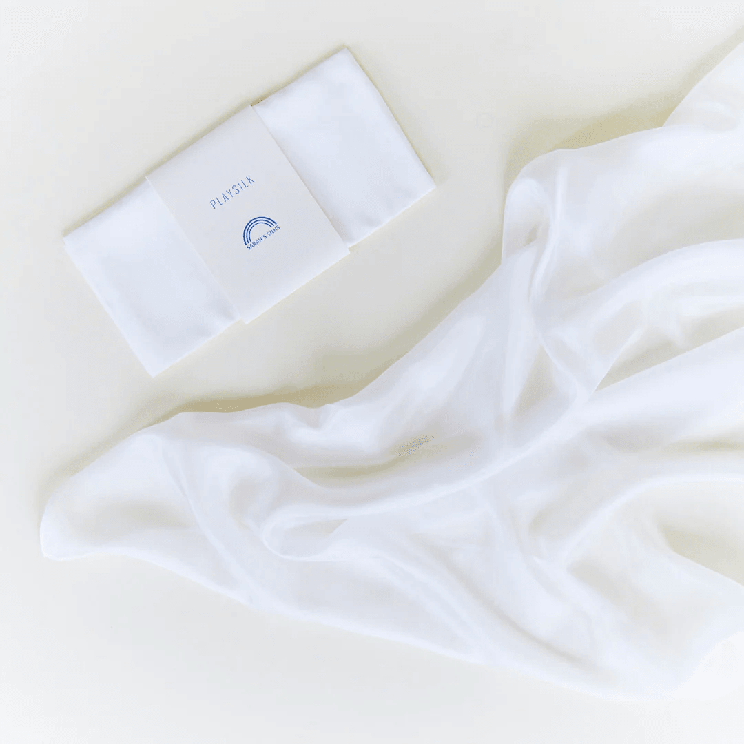 經典白純色絲巾(中尺寸) Solid Color Playsilks(White)