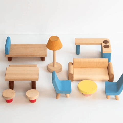 木製娃娃屋家具組 11件組|打造屬於自己的溫暖小屋 Dollhouse wooden furniture set