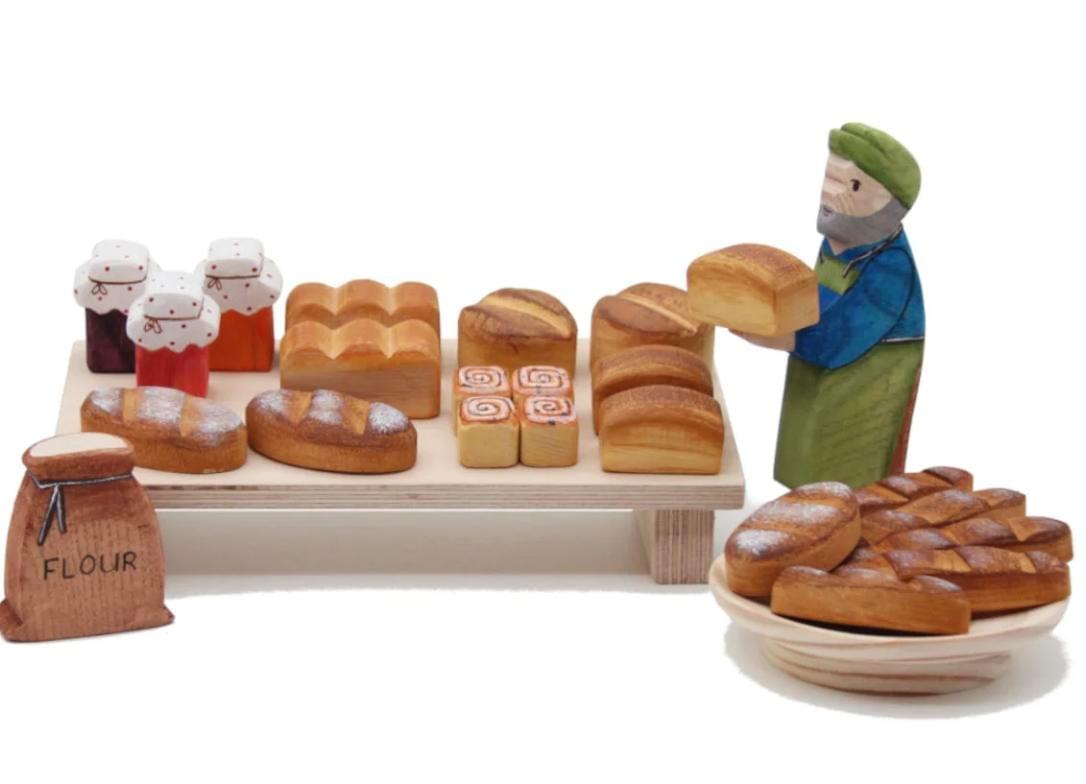 麵包農夫市集攤|26件木製組合 Bread Farm Stall Set / 26 Wooden Figures