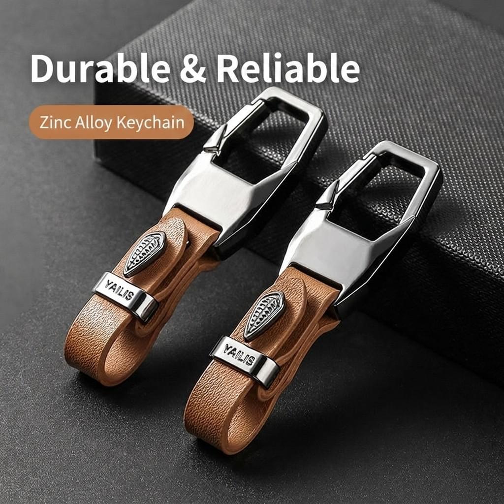 Premium Zinc Alloy Leather Car Keychain
