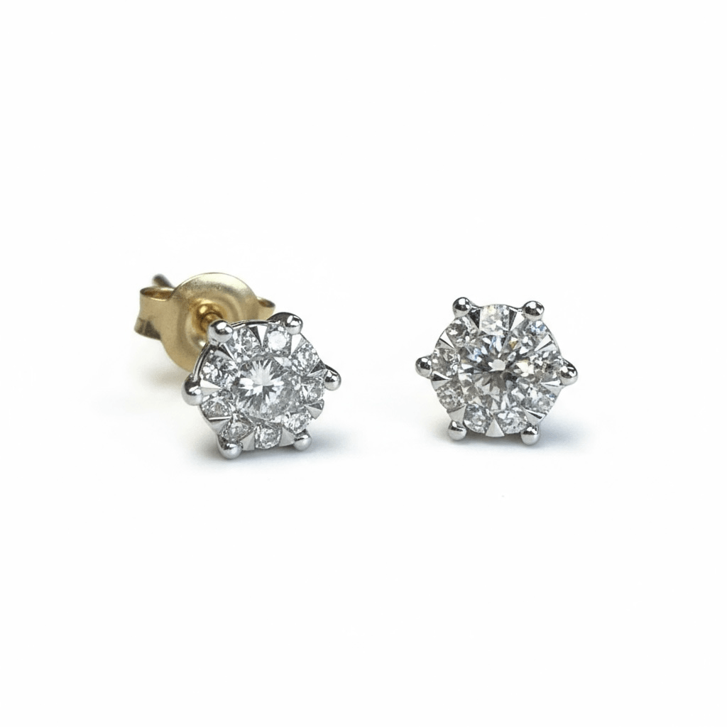 Studs Botones Flor de Diamantes