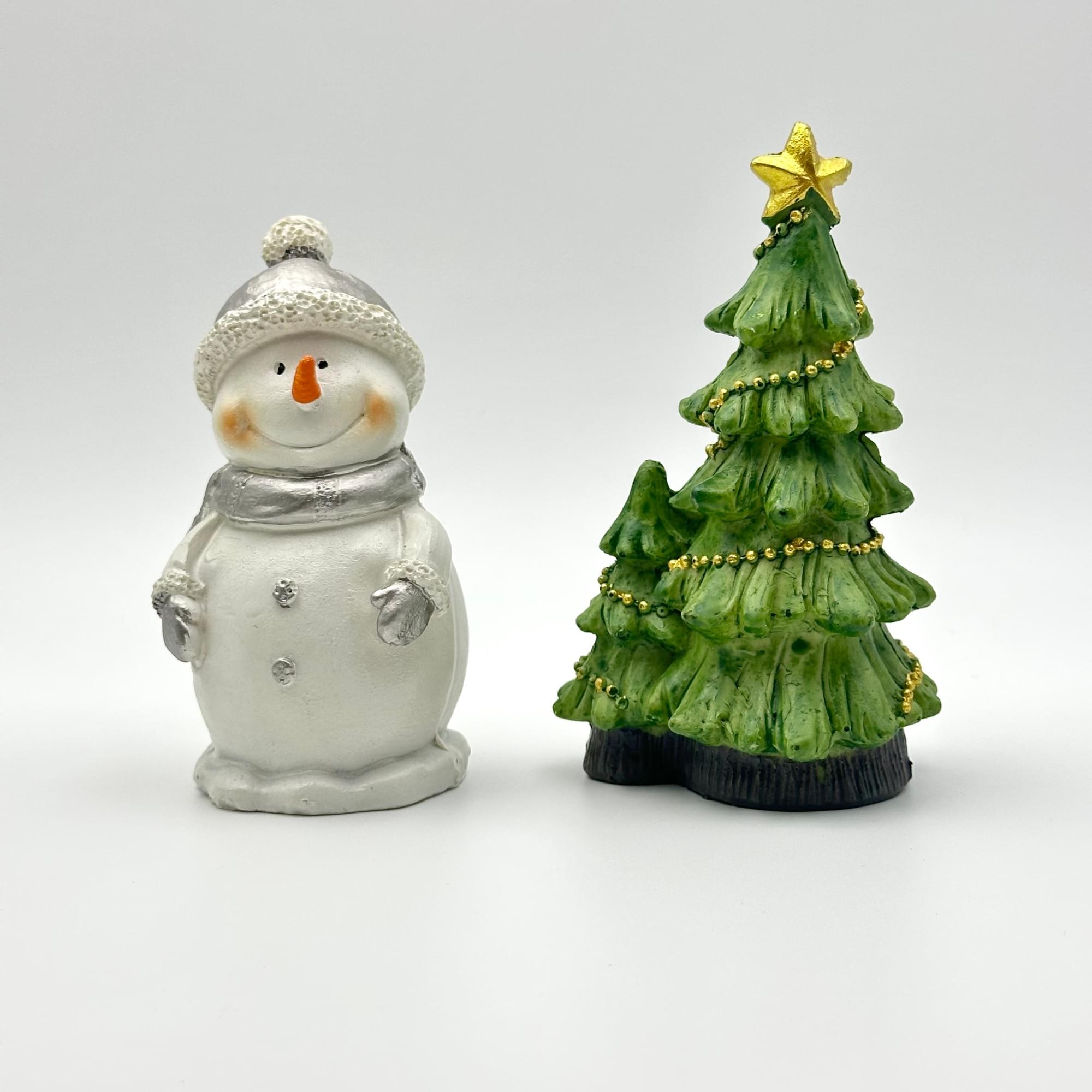 Solar Christmas Tree Snowman Resin Light, Outdoor Garden Decor Light, Waterproof Landscape Lamp