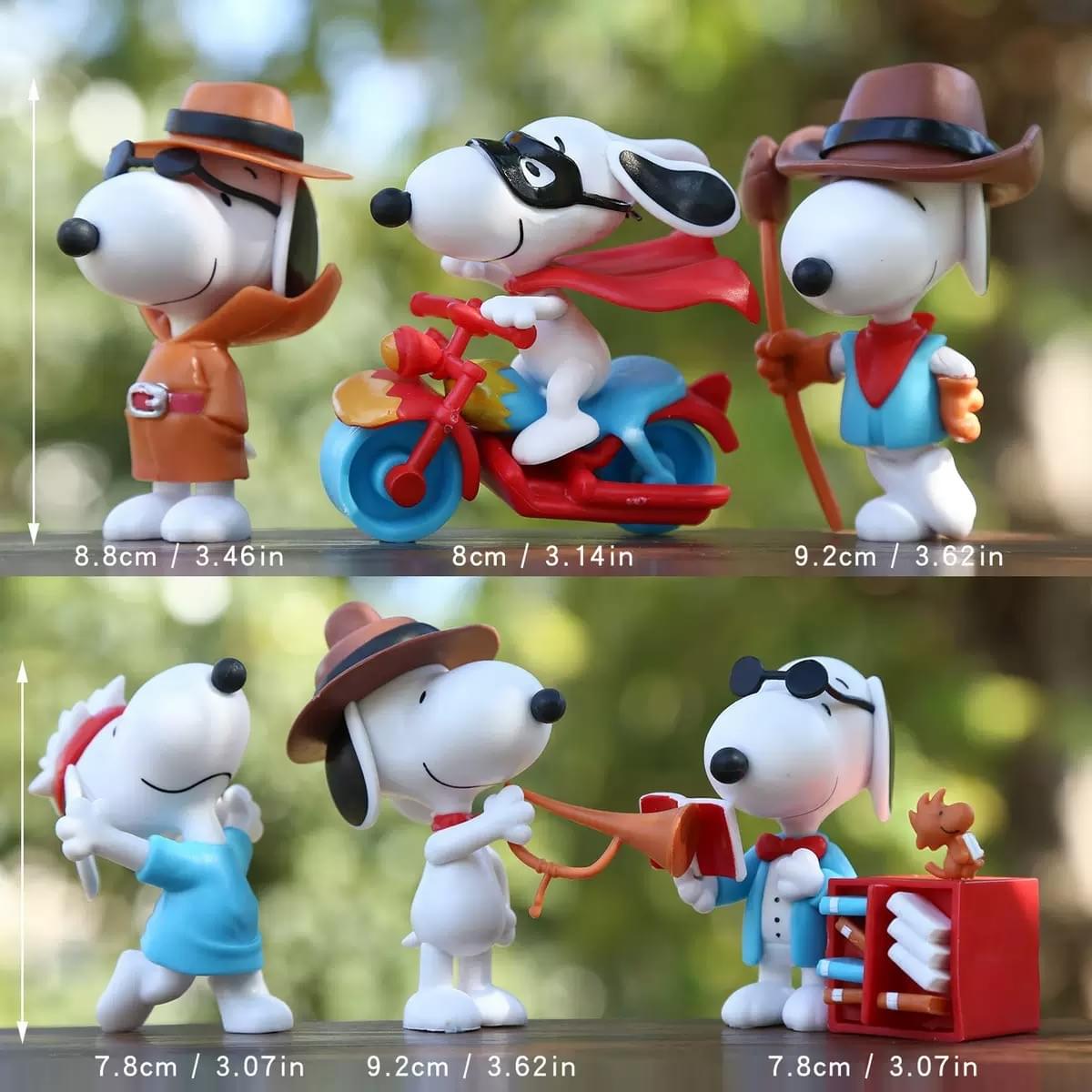 6Pcs Cartoon Snoopy Peanuts Anime Figure Set Collectible Toy Gift Desk Ornament