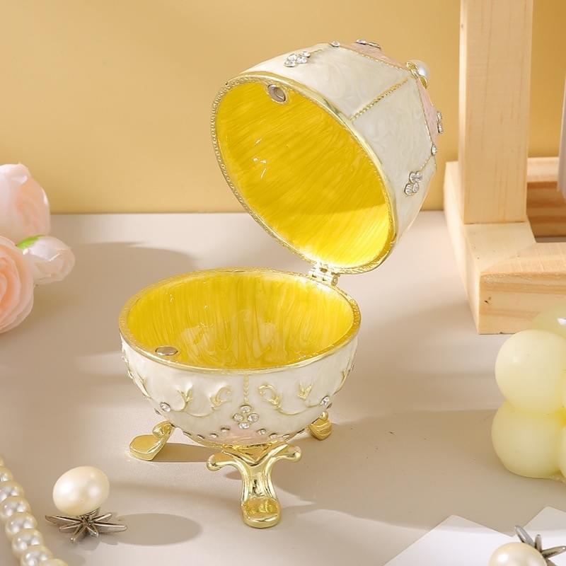 European-Style Enamel Egg Jewelry Box - Metal Craft Easter Gift for Jewelry Storage