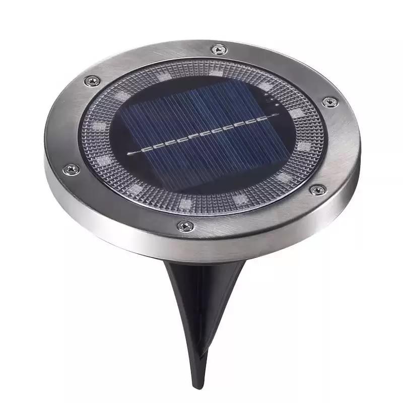Solar LED Ground Light, Stainless Steel Round Outdoor Landscape Light for Garden, Patio & Lawn