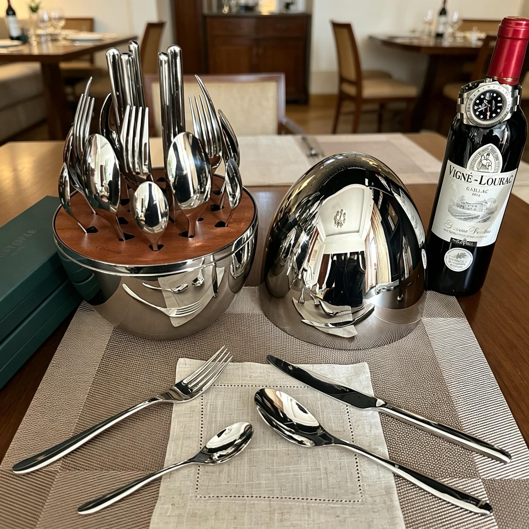 Elegant Mood Egg Cutlery Set, High-Grade Stainless Steel Tableware with Luxury Storage Caddy