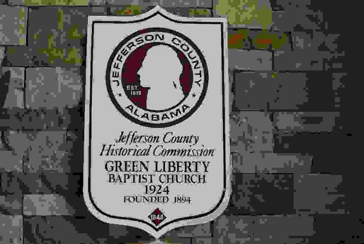 Historic marker for Green Liberty Baptist Church
