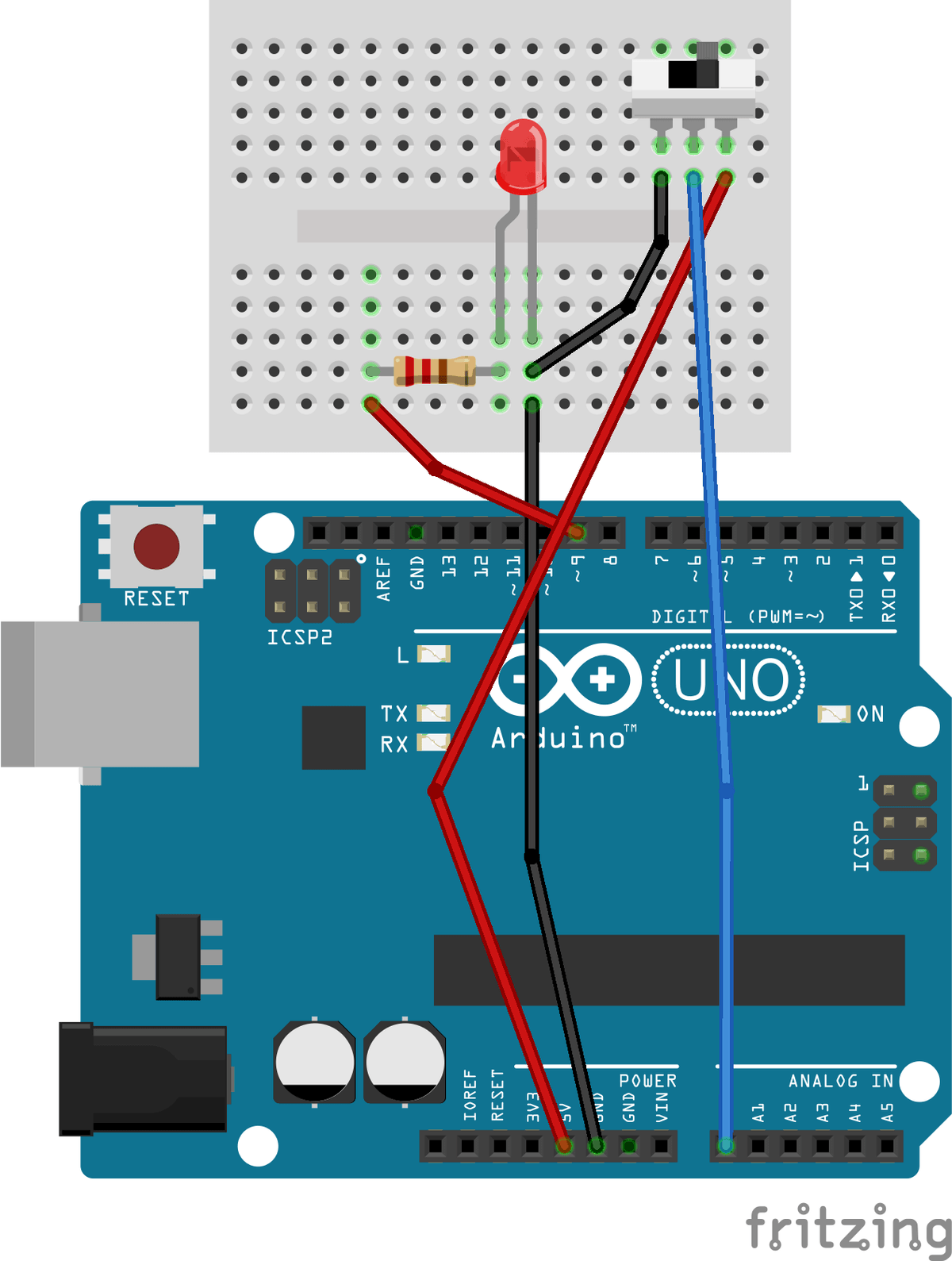 Hardware set-up for the Slide Potentiometer exercise
