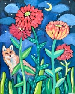 Sly One Among the Zinnias