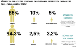 Répartition par sexe des personnes en situation de prostitution et lors des parcours de sortie
