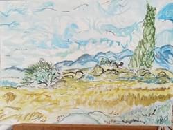 Landscape with Tree 2023 Watercolor on Art Paper