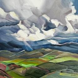 Limelight 2 8x8" " oil, wax, and  vine charcoal on panel