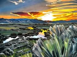 Sivercreek Spring  36x48" " oil, wax, and  vine charcoal on linen