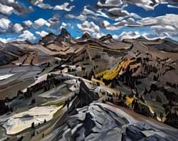 Tetons from Grand Targhee 16x20" oil, wax, and  vine charcoal on panel